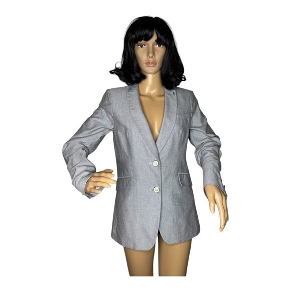 Tommy Hilfiger Two-Button Oxford Chambray Blazer blue preppy chic size 6 - Picture 16 of 16